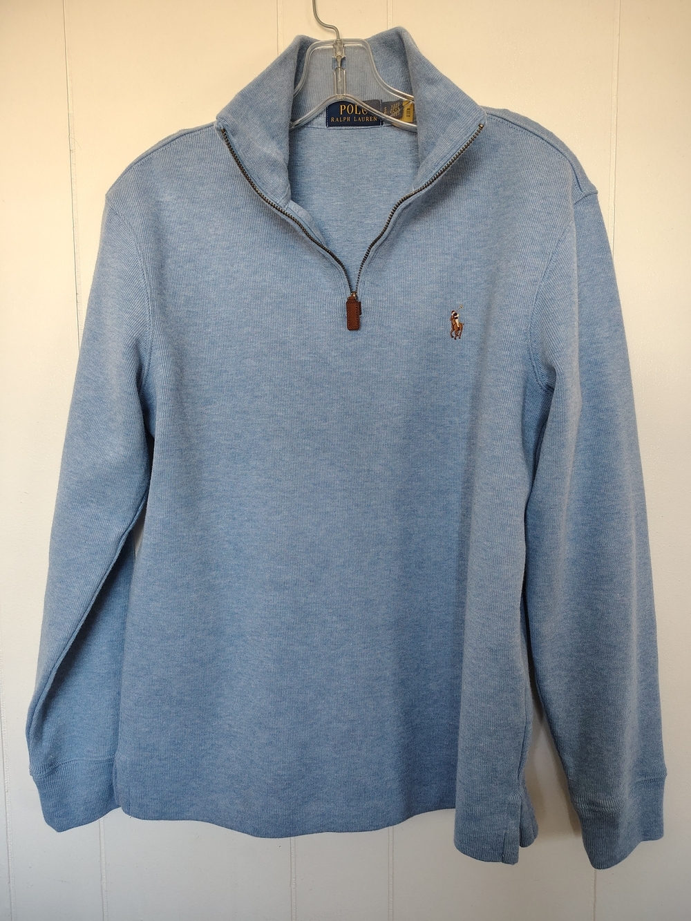 Polo by Ralph Lauren Men’s Light Blue Quarter-Zip Sweater
